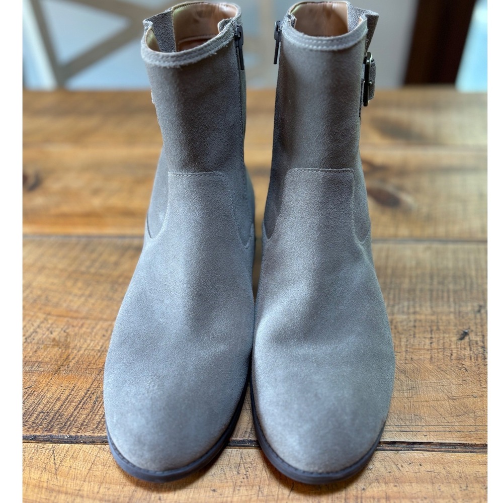 Vionic Womens Jill Zip Short Boot Suede Gray Beige Buckle Size 9.5 Wide - Picture 2 of 11